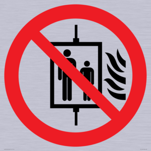 P020 Prohibition: Do not use lift in the event of fire